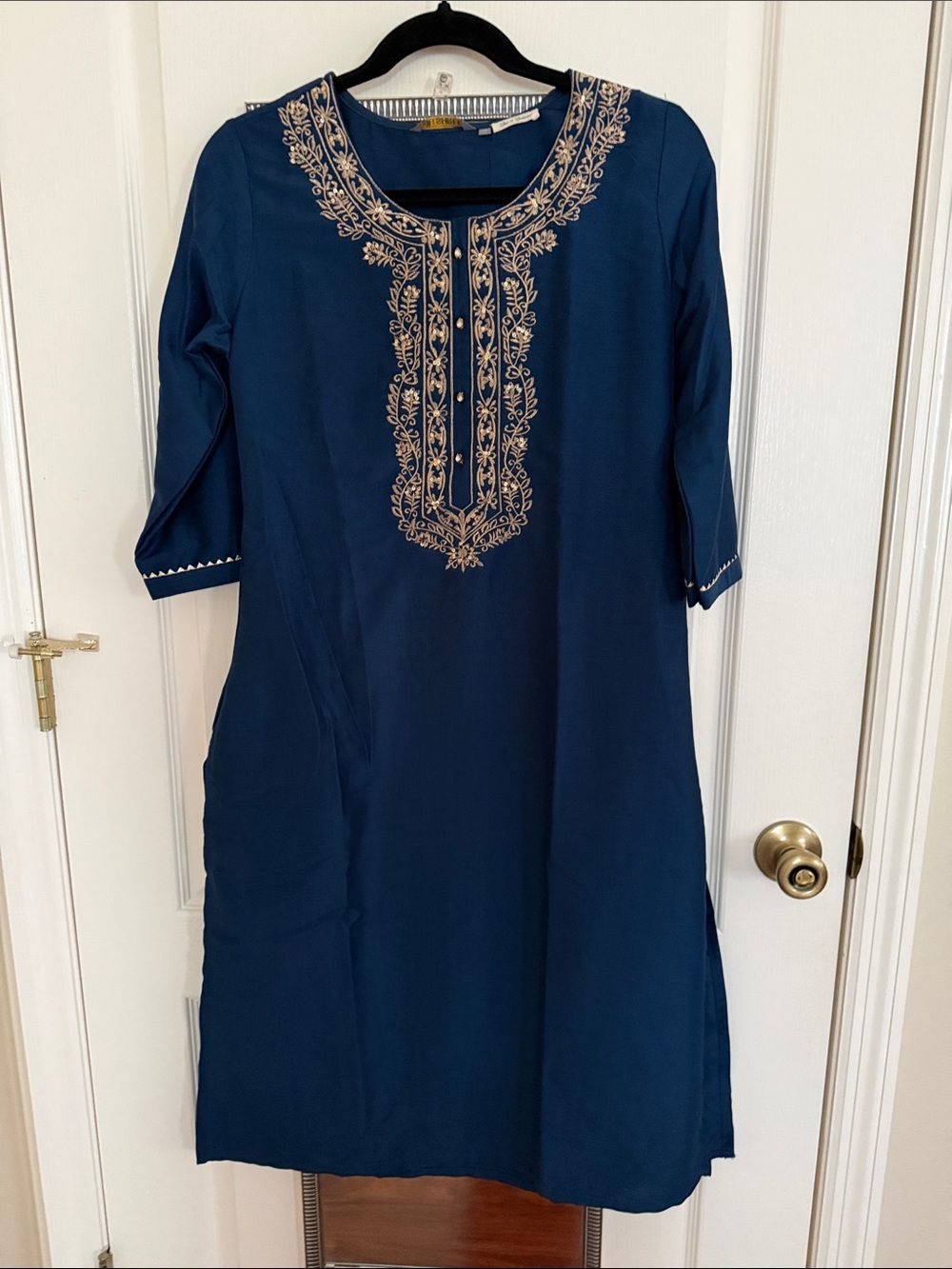 Embroidered Navy Blue Women's Salwar / kurta